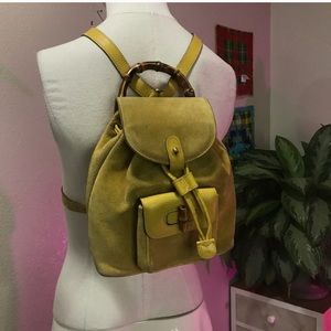 GUCCI YELLOW SUEDE BAMBOO MINI BACKPACK